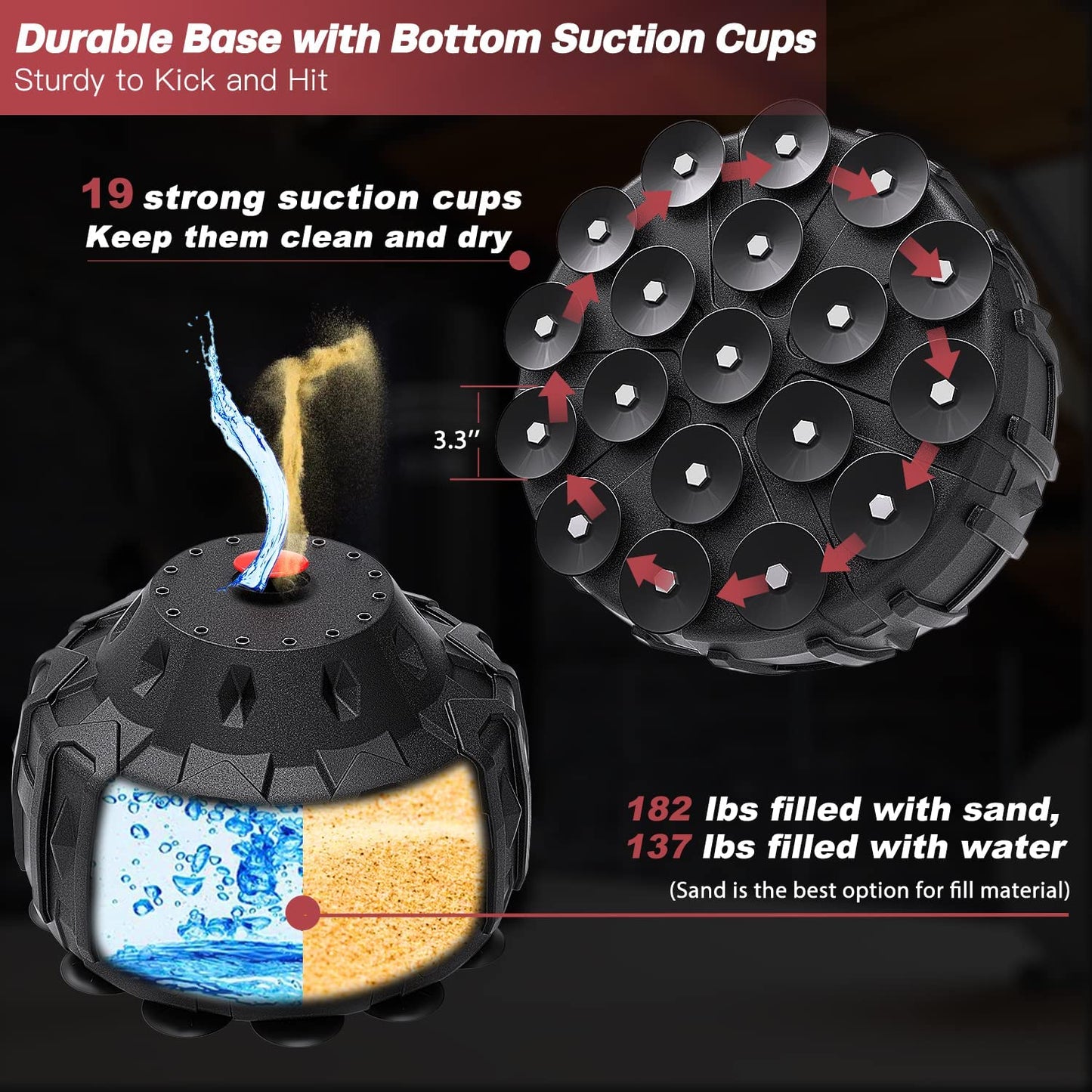 - Dripex 70 Inch Upgrade Free Standing Punch Bag | Boxing Bag with ABS Base | 19 Suction Cups -