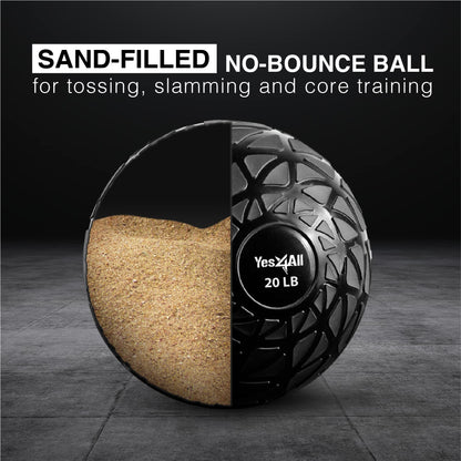 - Yes4All TDH7 Slam Balls 4.5 – 18.1kg/Slam Medicine Ball Version/Sand-Filled No-Bounce Exercise Ball