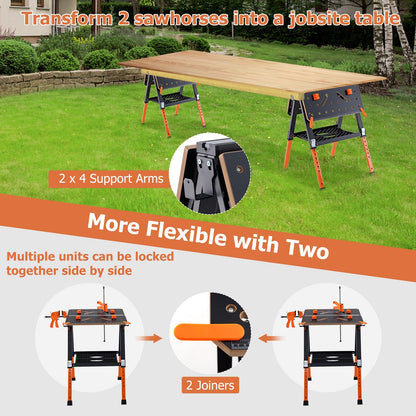 - TANGZON Folding Workbench | Height Adjustable | Flip-Top Work Bench -