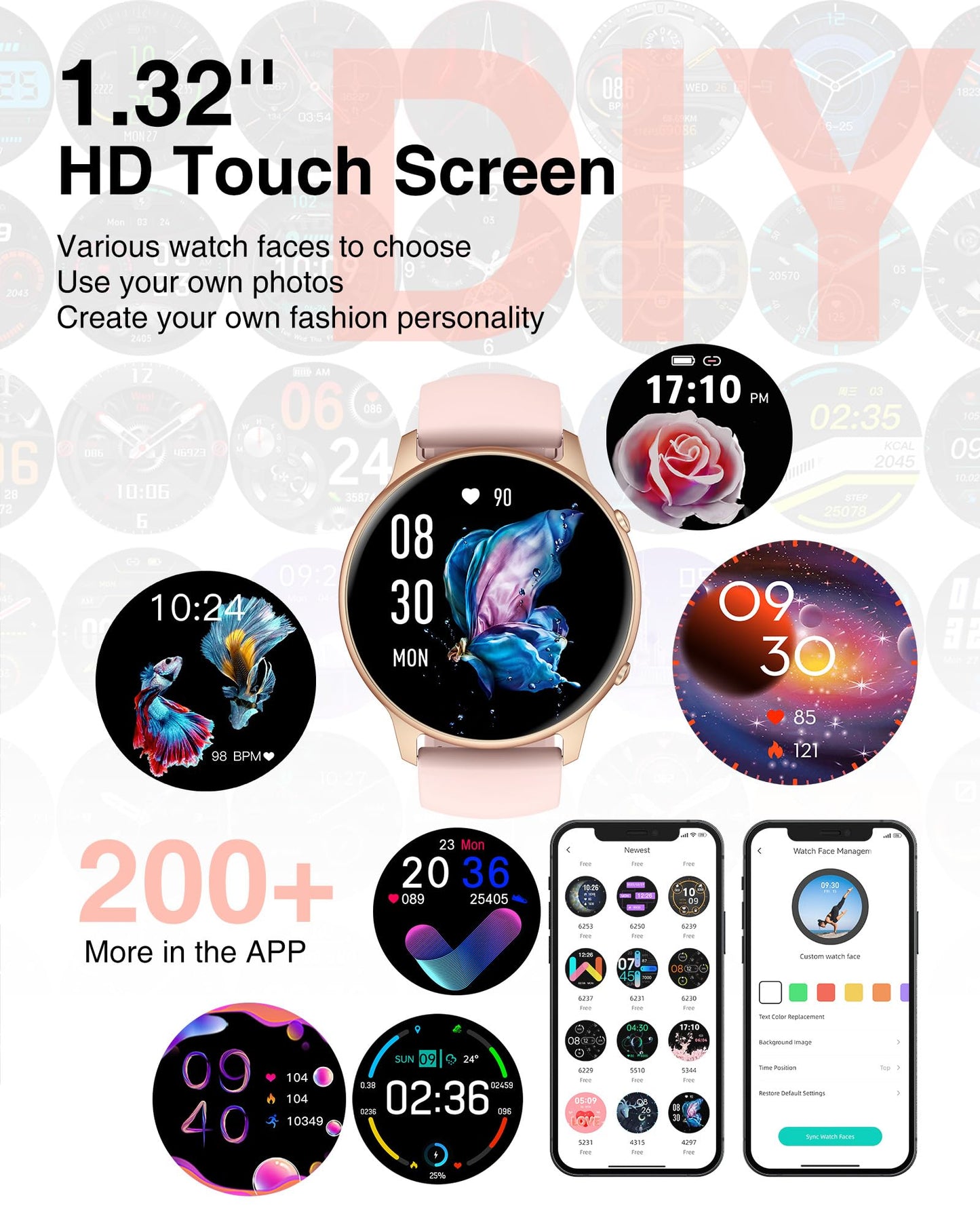 - TUYOMA | Smart Watches for Women | Fitness Watch | 1.32'' Touch Screen |Step Counter | Waterproof -