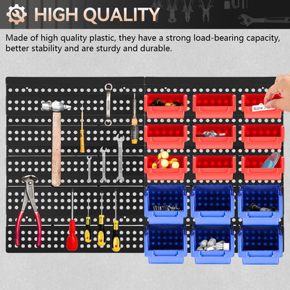 - Holdfiturn 30Pcs Wall Mounted Storage Bins | Backboard DIY Stackable Workshop Storage -