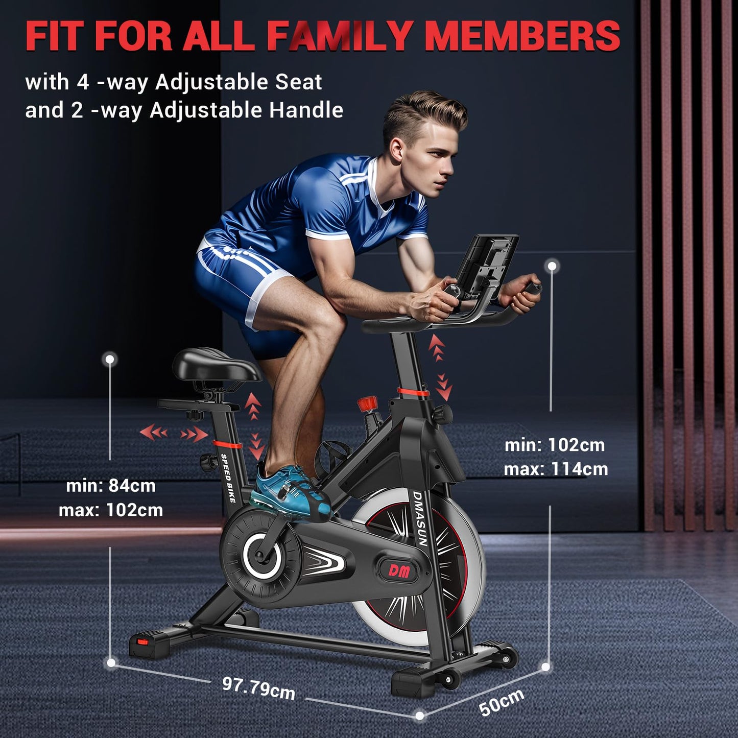 - DMASUN Exercise Bike For Home Gym | LCD Display & Tablet Holder | Super Quiet -
