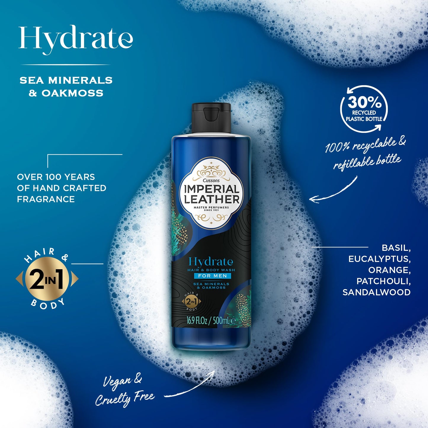 - Imperial Leather Hydrate Men Shower Gel 2in1 Hair and Body Wash -