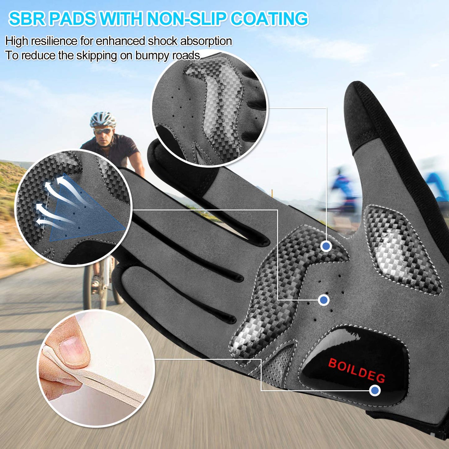 - OILDEG Cycling Gloves | Full Finger | Mountain Bike Gloves | Anti-Slip | Shock-Absorbing -