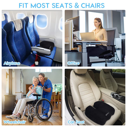 Ajiteogy Orthopedic Coccyx Cushion - Memory Foam Coccyx Pain Relief Cushion for Office Chair, Wheelchair, Car Seat,for Sciatica, Hemorrhoid, Tailbone, Back Pain Relief