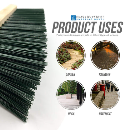 11.5" Sweeping Brush Outdoor Broom − Garden Heavy Duty Yard with Stiff PVC Bristles and 120cm Metal Handle