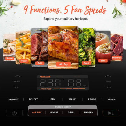 COSORI Air Fryer TurboBlaze, 6L Compact Design, 9 Functions with 5 Auto Fan Speeds Airflow System, Fast and Energy Saving, 30℃ to 230℃, Quiet, 110+ Recipes, Oil Free, Non-stick, Dishwasher Safe