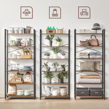 - VASAGLE 6-Tier Tall Bookshelf, Large Bookcase, Steel Frame, Freestanding Shelf Unit -