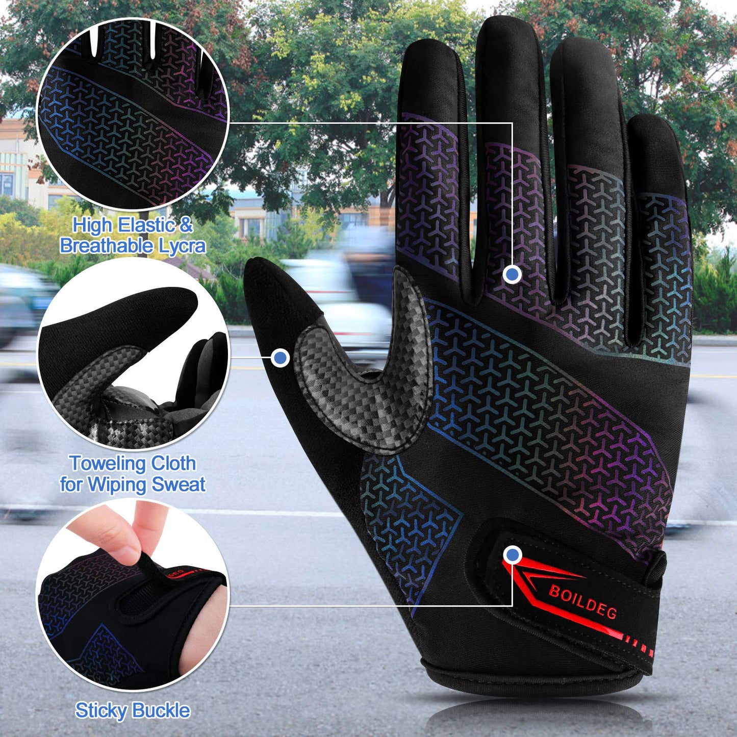 - OILDEG Cycling Gloves | Full Finger | Mountain Bike Gloves | Anti-Slip | Shock-Absorbing -