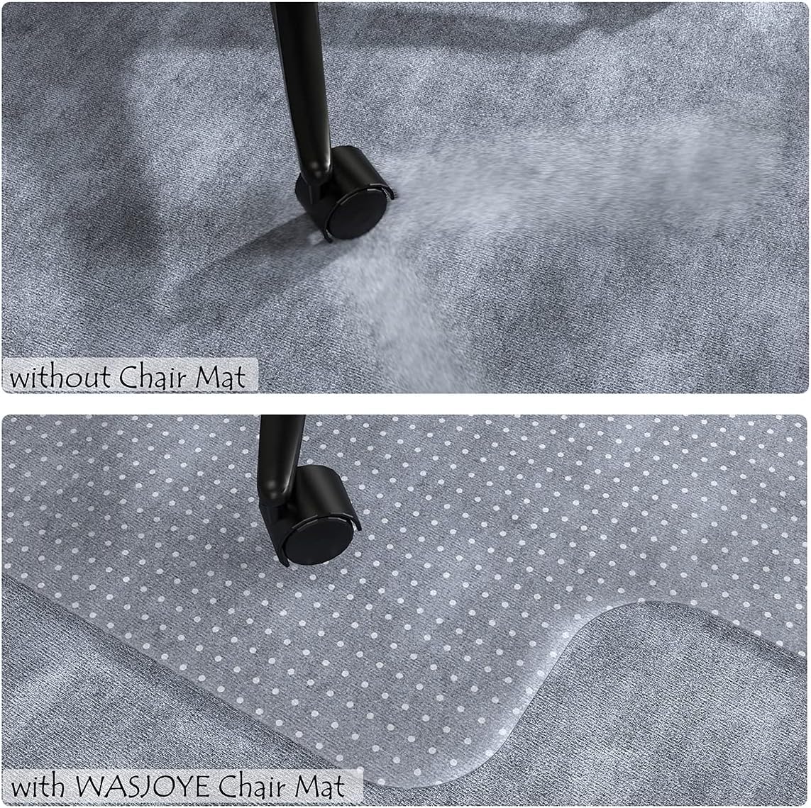 - WASJOYE PVC Chair Mat for Carpet, T-shape Transparent PVC Desks Mat Large 75