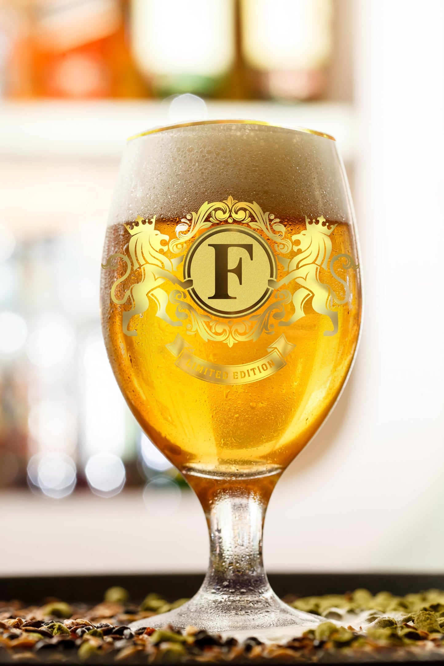 CROWNLY CRYSTAL® Personalised Gifts for Men Beer Glasses Gifts for Him Gifts for Dad Pint Glasses Gift Ideas for Men Gifts for Brother Gift Sets for Men Husband Birthday Gifts Beer Gifts for Men (F)