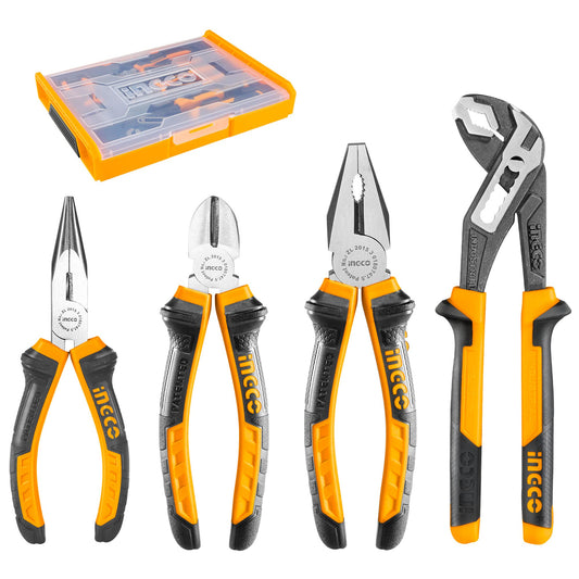 - INGCO 4Pcs Pliers Set 8 Inch Combination Pliers | 7 Inch Diagonal Cutting Pliers | 6 Inch Long Nose Pliers | 10 Inch Pump Pliers -