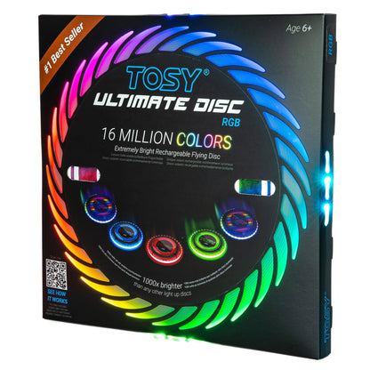 - TOSY Flying Disc - 16 Million Color RGB or 36 or 360 LEDs | Extremely Bright | Smart Modes |  Rechargeable -