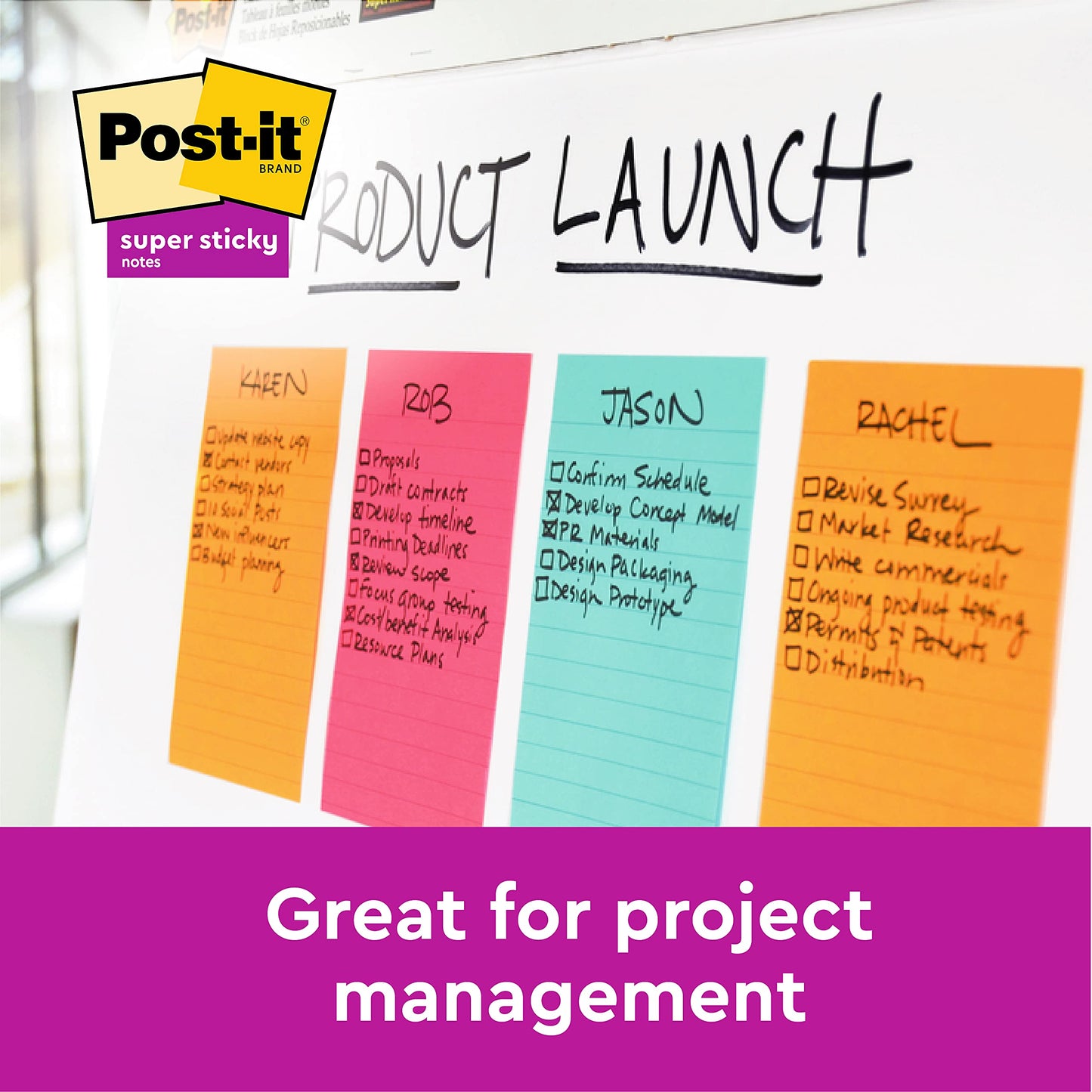 - Post-it Super Sticky Large Notes | Pack of 4 Pads | 45 Sheets per Pad -