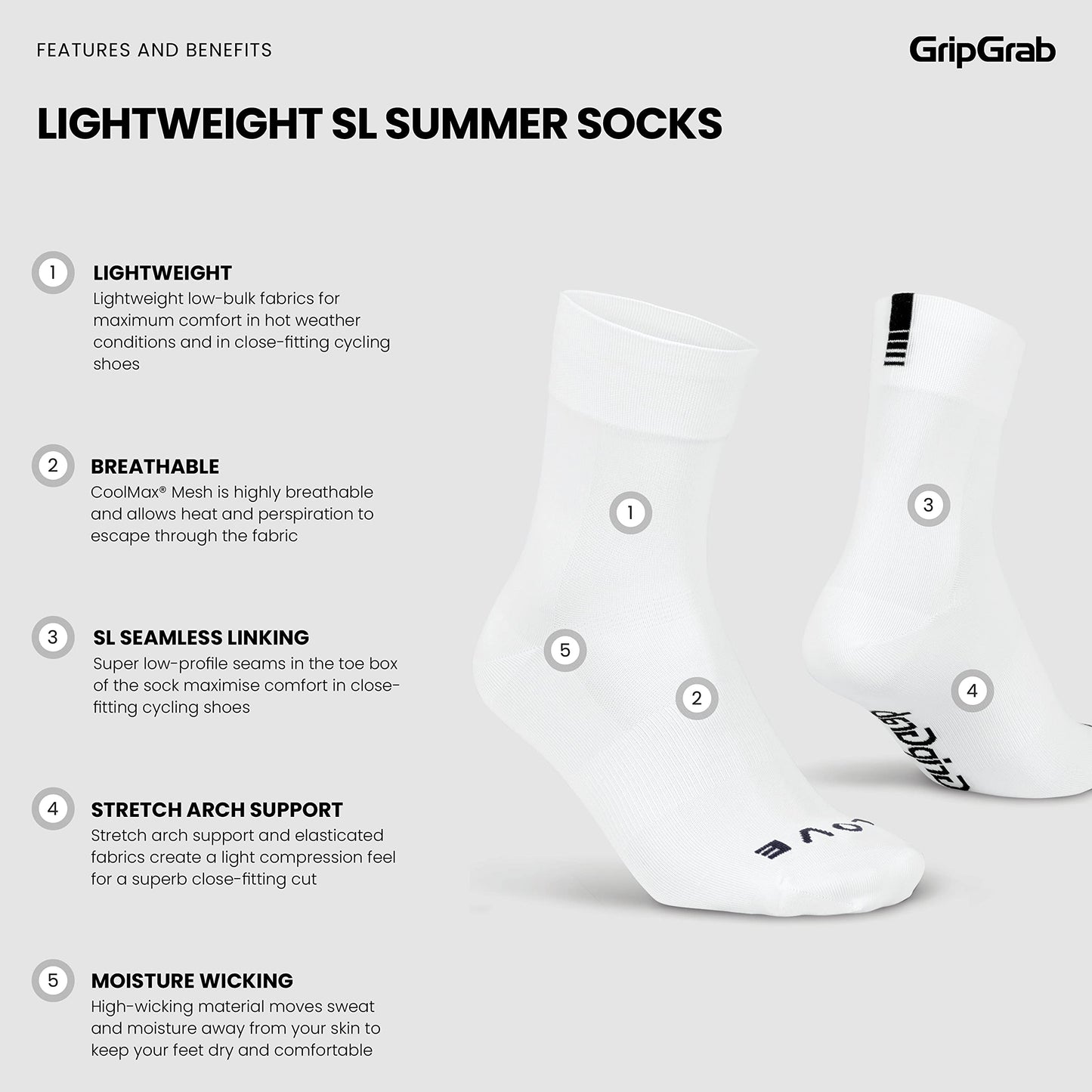 - GripGrab Lightweight SL Single & Multipack Performance Summer Cycling Socks -
