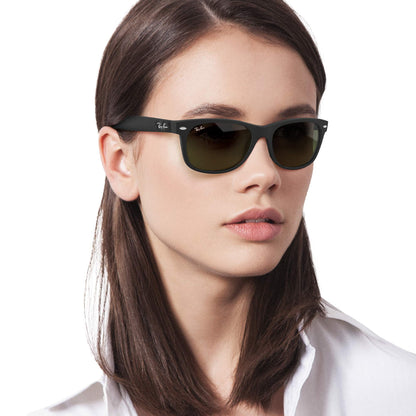 - Ray-Ban Unisex New Wayfarer Classic Sunglasses | Black | Green Classic G-15 Lens -