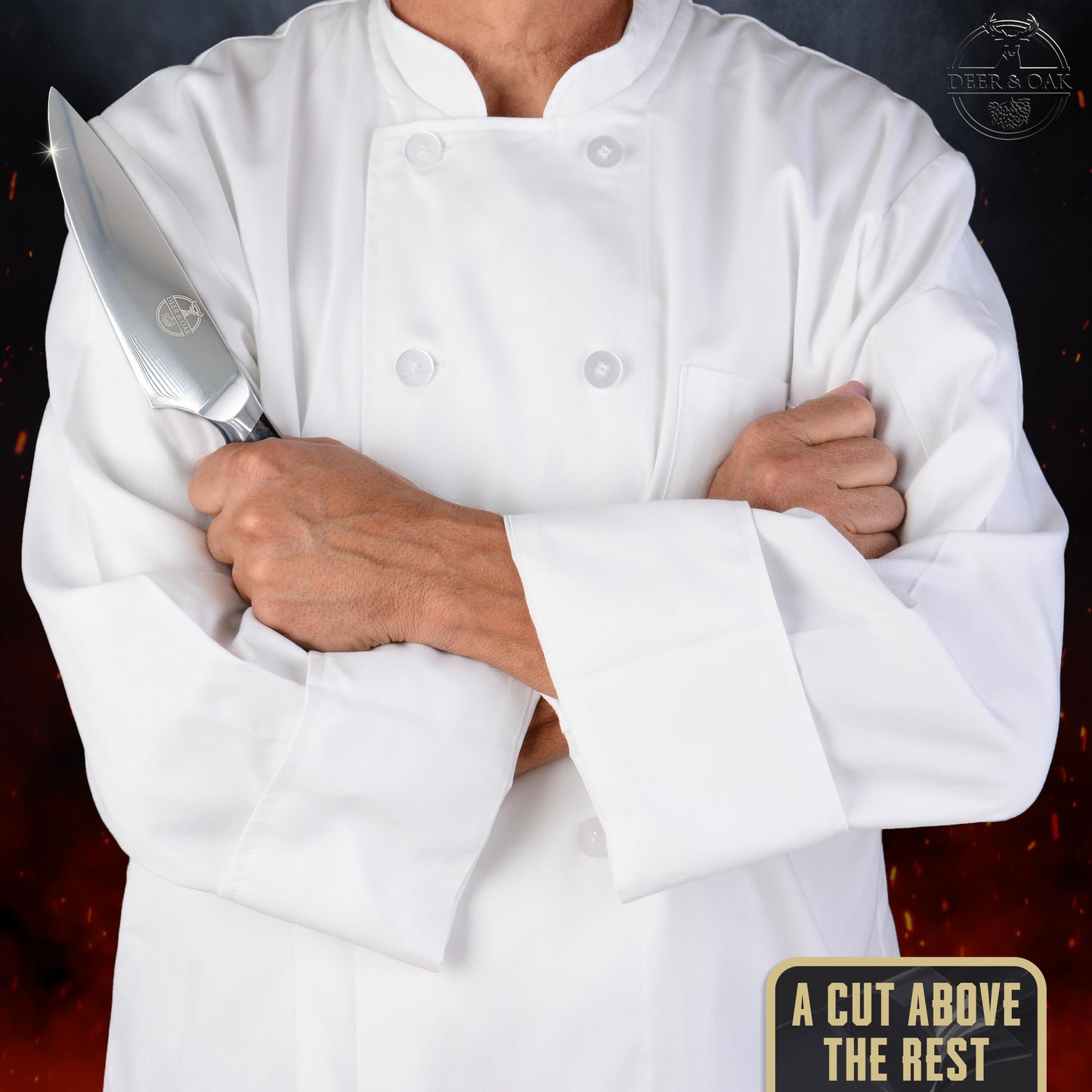 Deer & Oak 8" Chef Knife - 1 x Chef Kitchen Knife Made of Premium German Stainless Steel - Chef's Knife for Professional & Domestic Use - Sharp Chefs Knife - Perfectly Balanced Blade