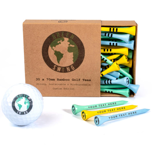 - Green Swing Personalised Bamboo Golf Tees 70mm | Perfect For Gifting & Events | Custom Golf Gifts (30pcs, Mixed) -