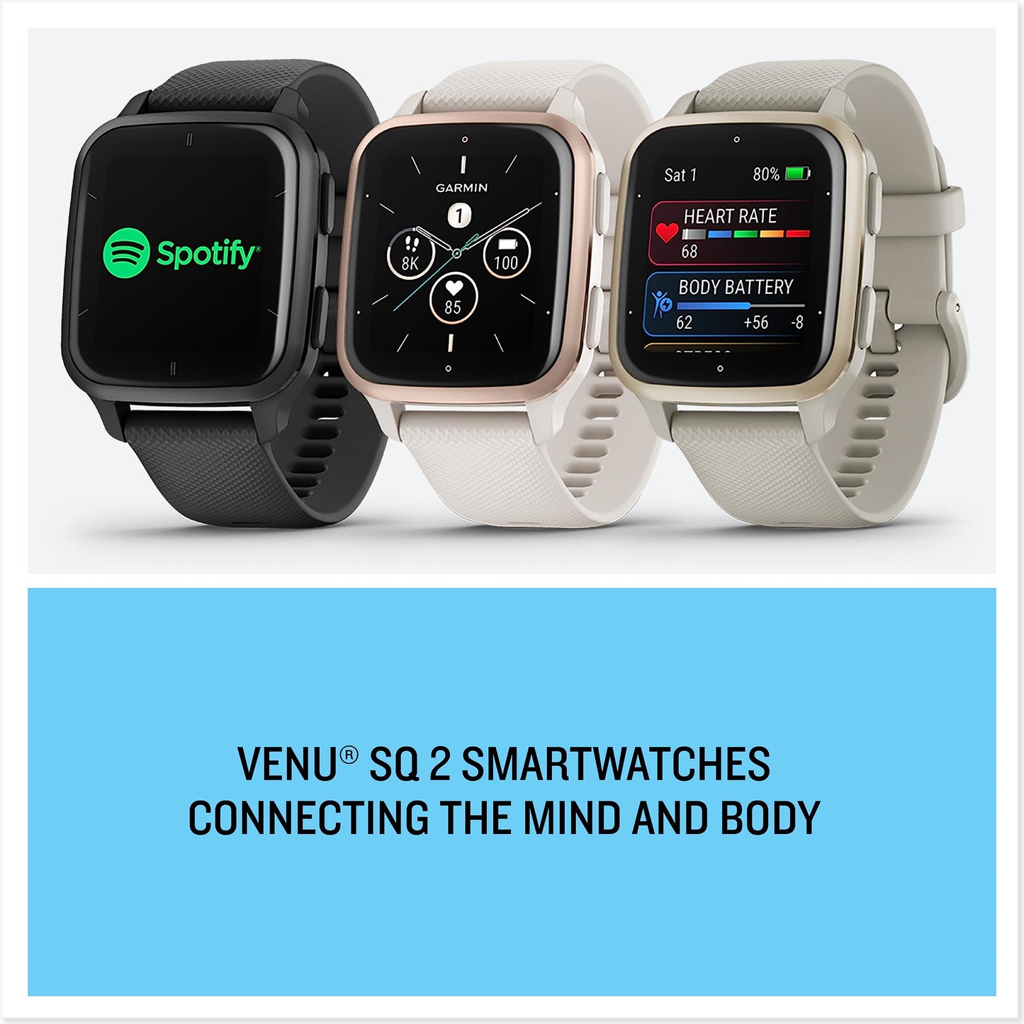 - Garmin Venu Sq 2 | AMOLED GPS Smartwatch | All-day Health Monitoring and Fitness Features -