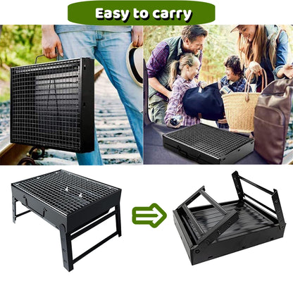 BBQ Barbecue Grill, Portable BBQ Folding Charcoal Barbecue Grill Disposable BBQ Barbecue Smoker Grill Small Stainless Steel Barbecue Grill for Outdoor Camping Garden Picnic Trip Beach