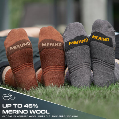 - Merino Wool Compression Anti-Blister Hiking Socks | Outdoor Walking Crew Socks for Men | 3 Pairs -
