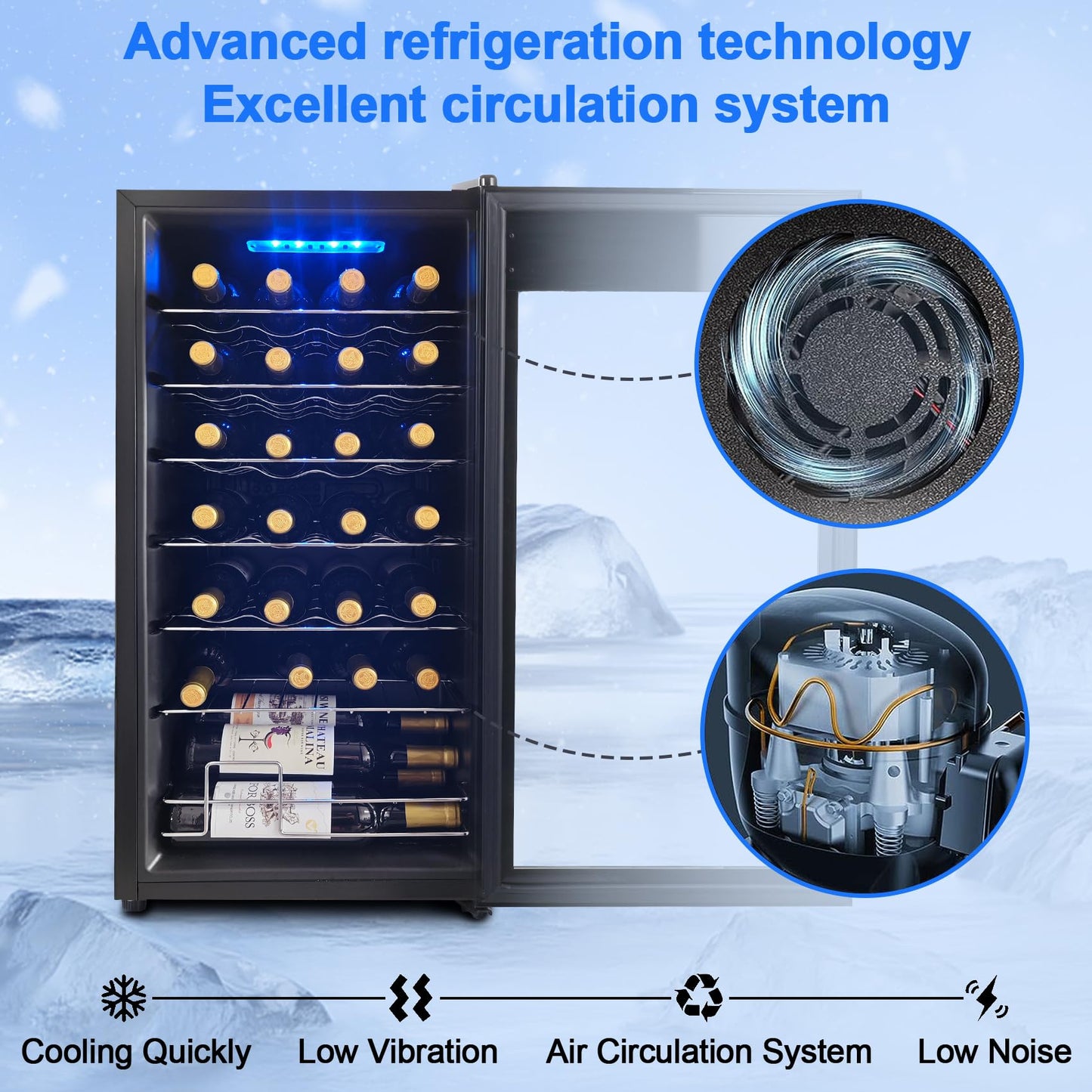 - Display4top 28 Bottles Wine Fridge | Wine Cooler | Wine refrigerator | Digital Touch Screen -