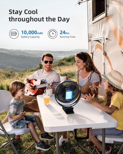 - Koonie 10000mAh Rechargeable Portable Fan | 8 Inch Battery Operated Clip on Fan | USB Fan | 4 Speeds -