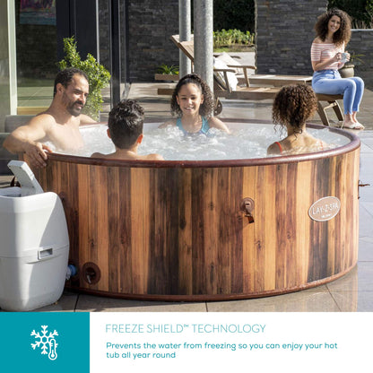 - Lay-Z-Spa 60025 Helsinki Hot Tub | 180 AirJet Wood Effect | Inflatable Spa | Freeze Shield Technology | Rapid Heating | 5-7 Person -