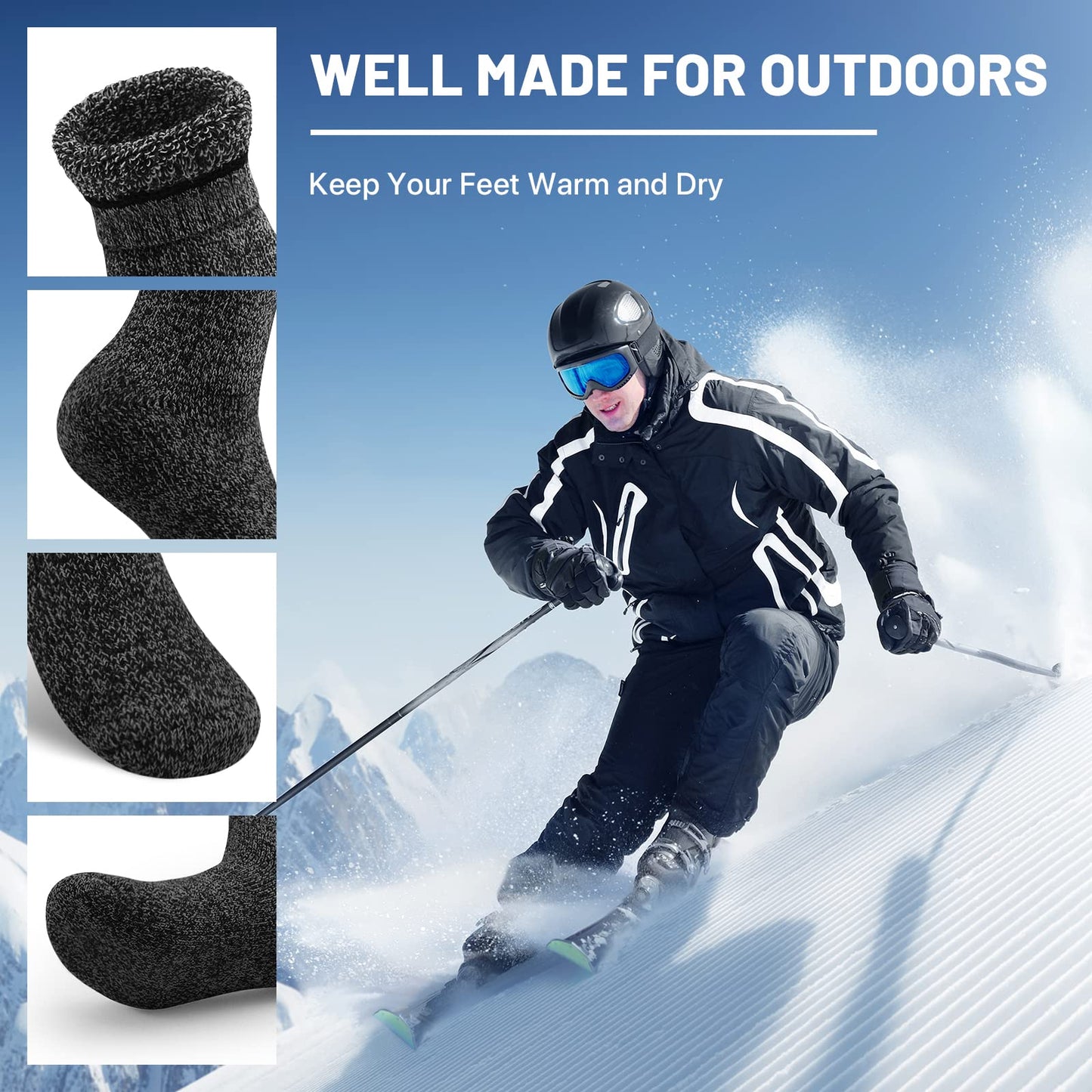 - SIMIYA Merino Wool Socks for Men | Winter Thick Hiking Socks | Thermal Breathable -