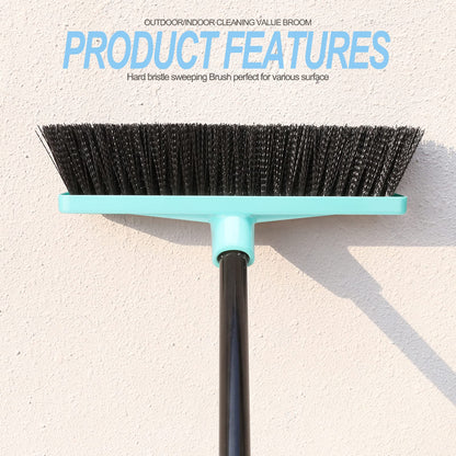 - Yard Brush Telescopic Long Handle with Stiff Bristles Outdoor Broom for Cleaning Scrubbing Driveway Yard Wood Stone Leaves Lawn Garden Broom