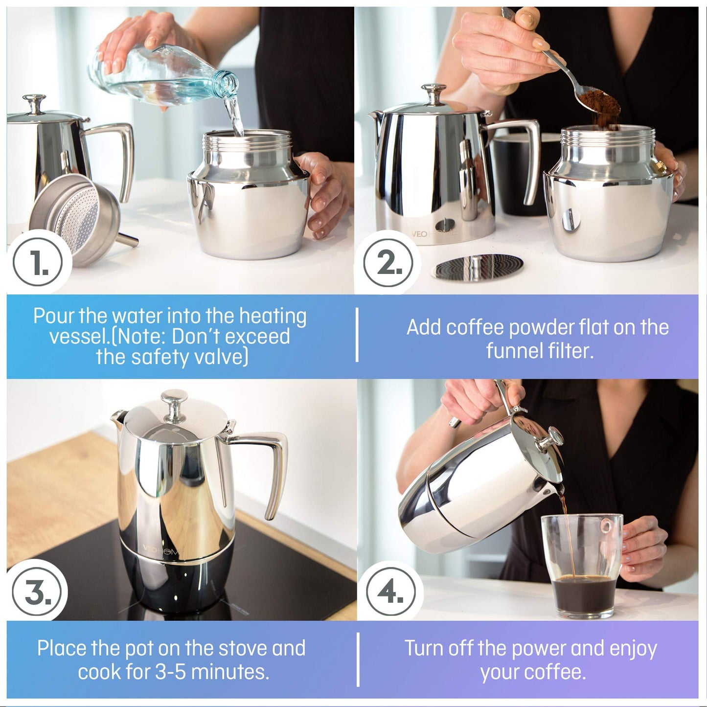 -  VeoHome Stovetop Espresso Coffee Maker -