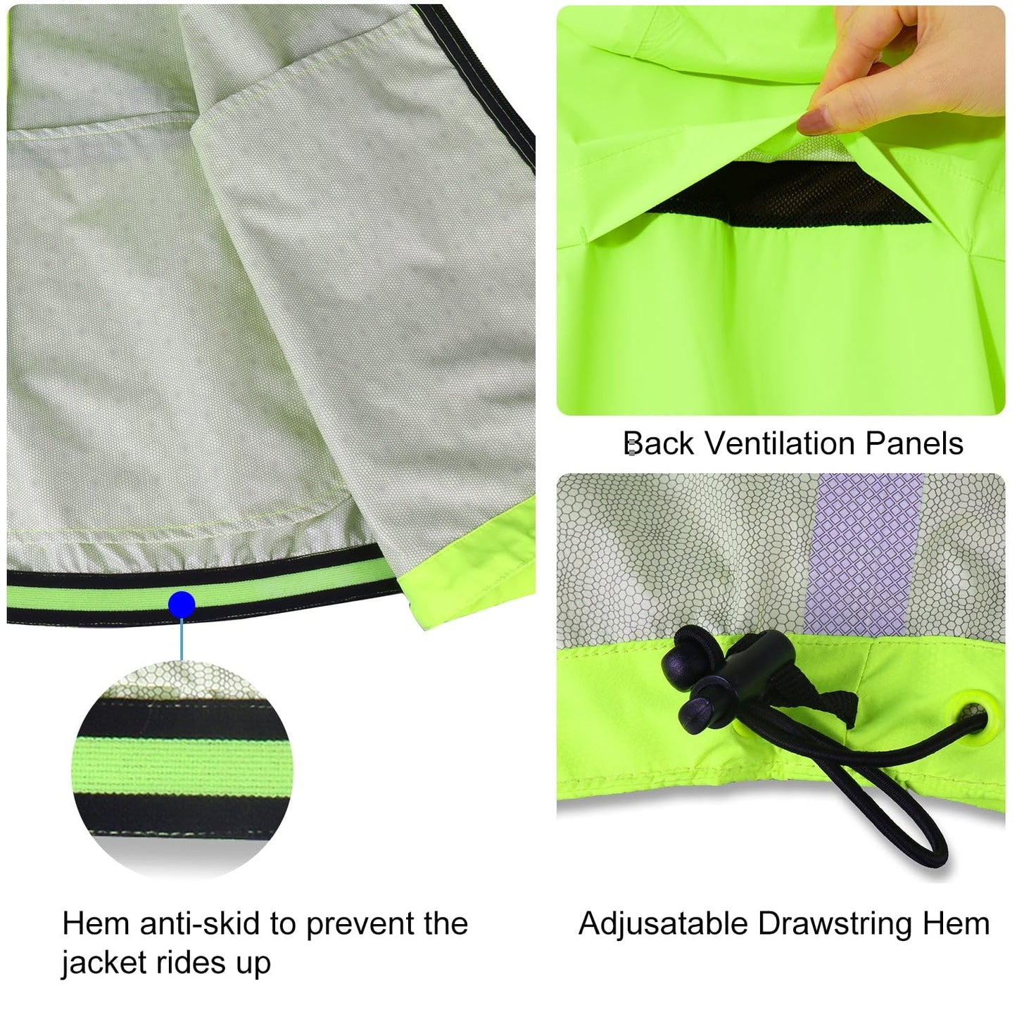 BALEAF Men's Waterproof Cycling Jacket Quick Dry Rain Jacket with Zipper Pockets for Outdoor for Running Packaway Fluorescent Yellow L