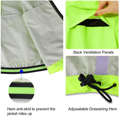 BALEAF Men's Waterproof Cycling Jacket Quick Dry Rain Jacket with Zipper Pockets for Outdoor for Running Packaway Fluorescent Yellow L