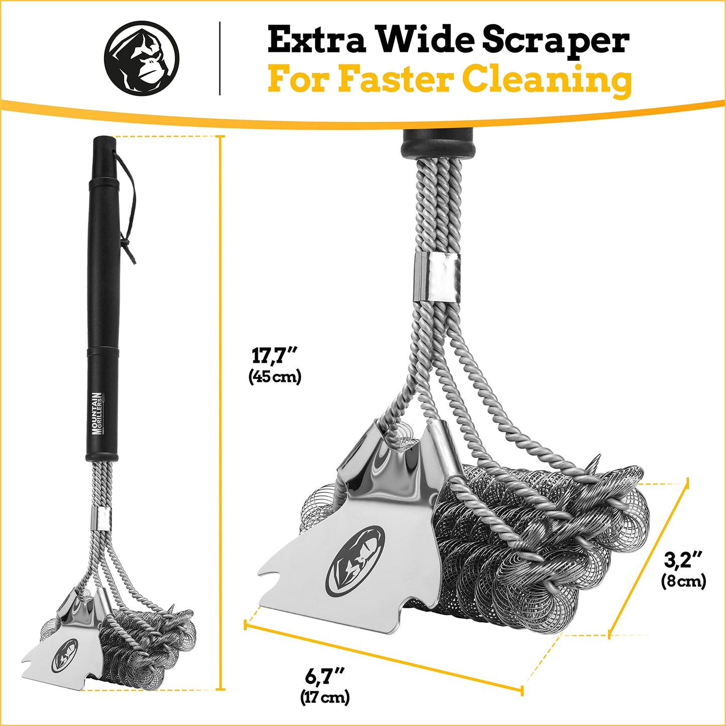 - Mountain Grillers | Bristle Free Grill Brush with Sharp Scraper -
