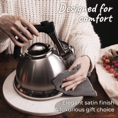 - Pykal Whistling Tea Kettle for Stove Top | 2.8l | Stainless Steel iCool Handle Tea Pot -