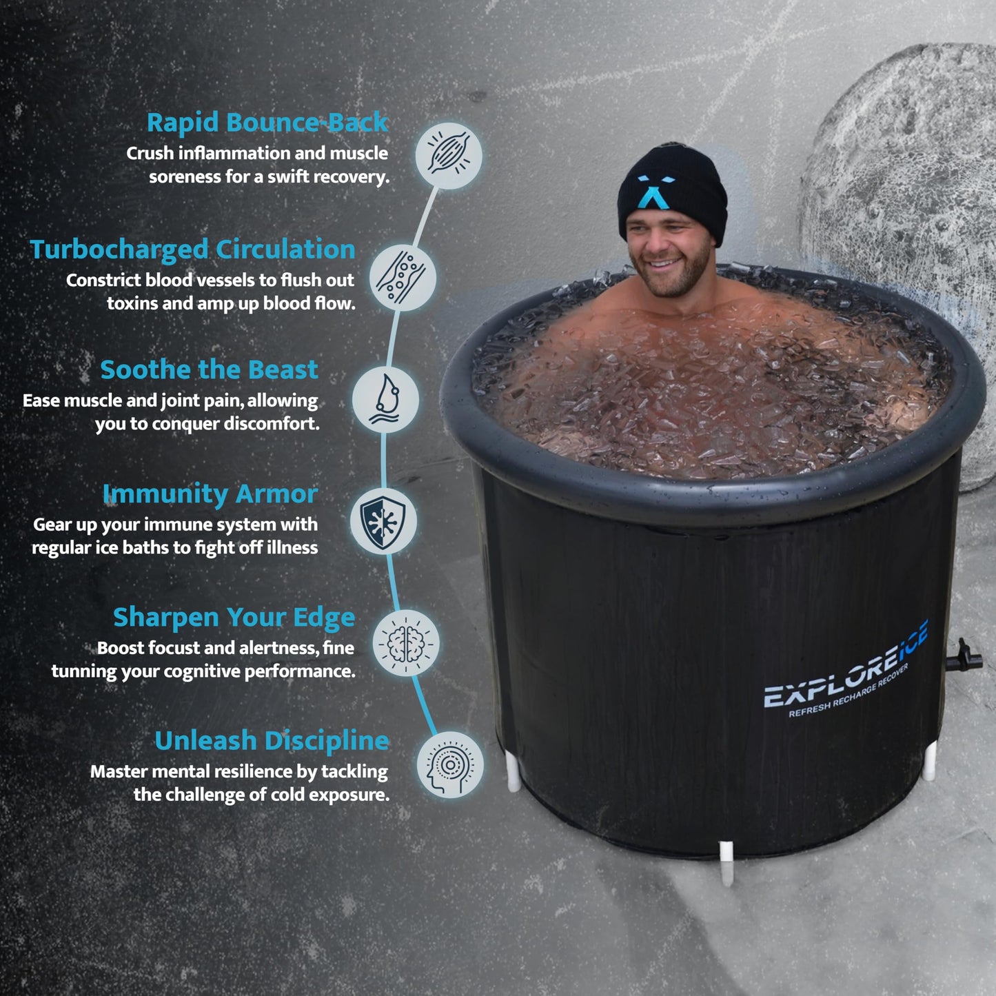 - Explore Ice Recovery Pod 2.0 | Extra Large Cold Tub | Premium Cold Plunge -