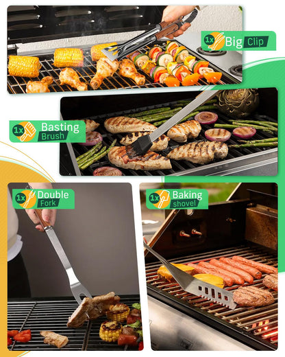 - Lulizar BBQ Tools Set | 7-in-1 | Storage Bag | Stainless Steel Grill Tool Set -