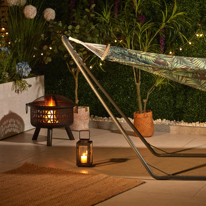 - VonHaus 1 Seater Hammock With Frame - Leaf Print 1 Person Garden Hammock with Stand -