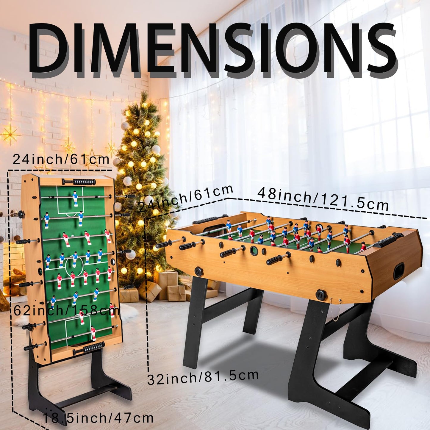 - HLC 4FT Folding Football Table | Foosball Soccer Indoor Game Table -