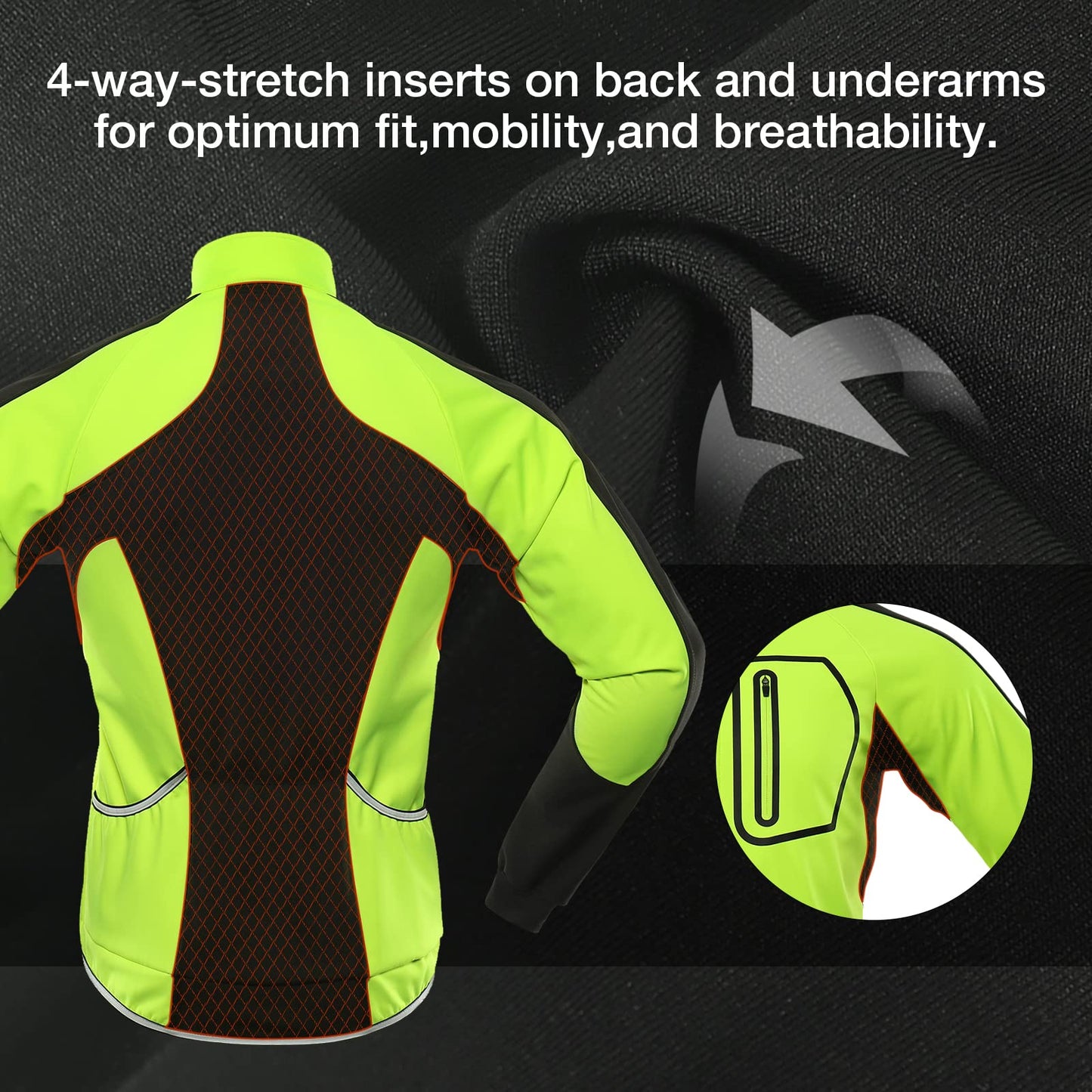 BERGRISAR Cycling Bike Jacket Mens Waterproof Thermal Windproof Cycle Running Hiking Jacket Softshell Fleece Coat BG011