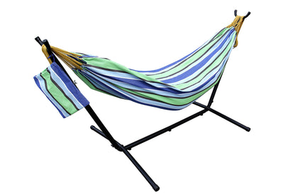 - Ross James Garden Furniture | 100% Double Cotton Hammock | Heavy Duty Metal Stand -