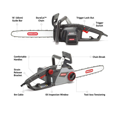 - Oregon 2400W Powerful Electric Chainsaw | with 16-Inch (40 cm) Bar | 3 Year Warranty by Oregon -