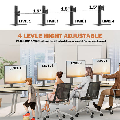 - Single LCD Computer Monitor Free-Standing Desk Stand Riser | 13 inch to 32 inch Screen -