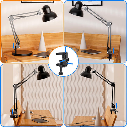 - LONGTOO Bigger Desk Lamp | Table Lamp with E27 Screw Bulb | Flexible Clamp on Desk Light -