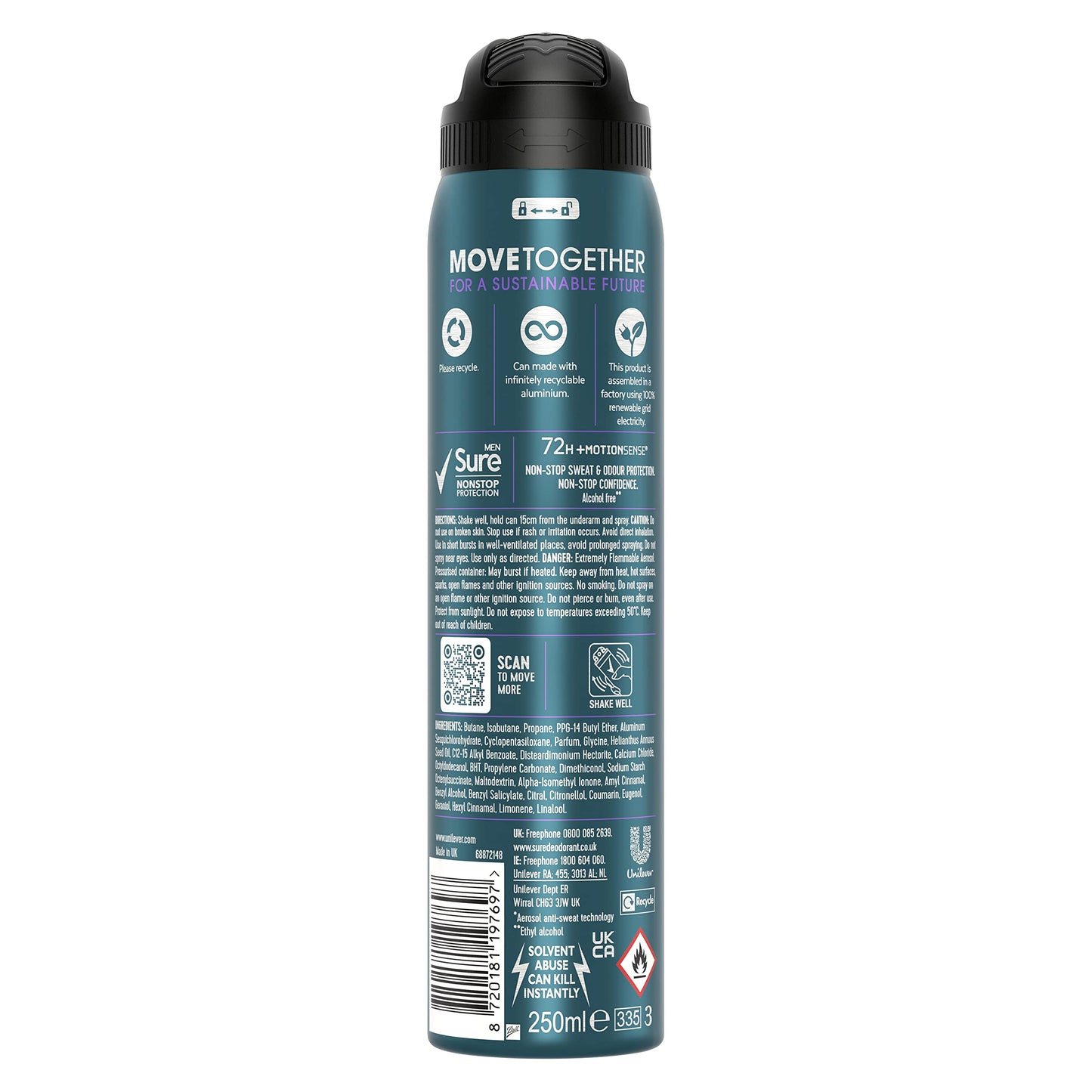 - Sure Men | Nonstop Protection | Active Dry Antiperspirant Deodorant | 250 ml -