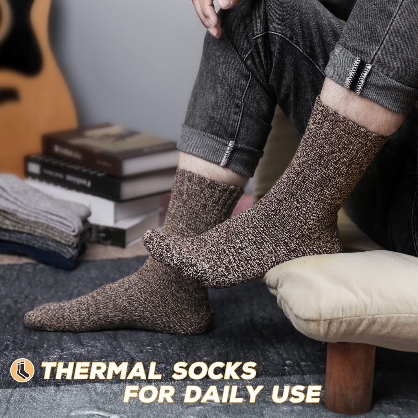 - SIHOHAN Mens Wool Socks | 5 Pairs Warm Crew Socks |Thick Boot Socks for Winter-