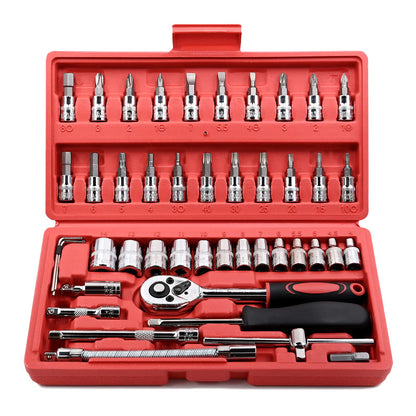 - Egofine 46 Pieces 1/4" Drive Socket Set&Tool Sets | Ratchet Wrench Set With Bit Socket Set -