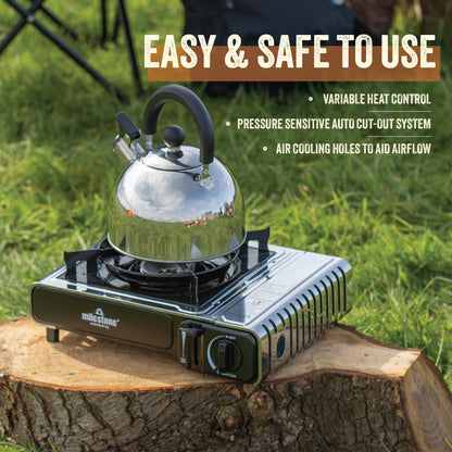- Milestone Camping 18959 Stainless Steel Portable Camping Stove | Gas Powered -