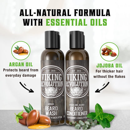 - Viking Revolution - Beard Shampoo And Conditioner - Natural Beard Wash & Beard Conditioner -