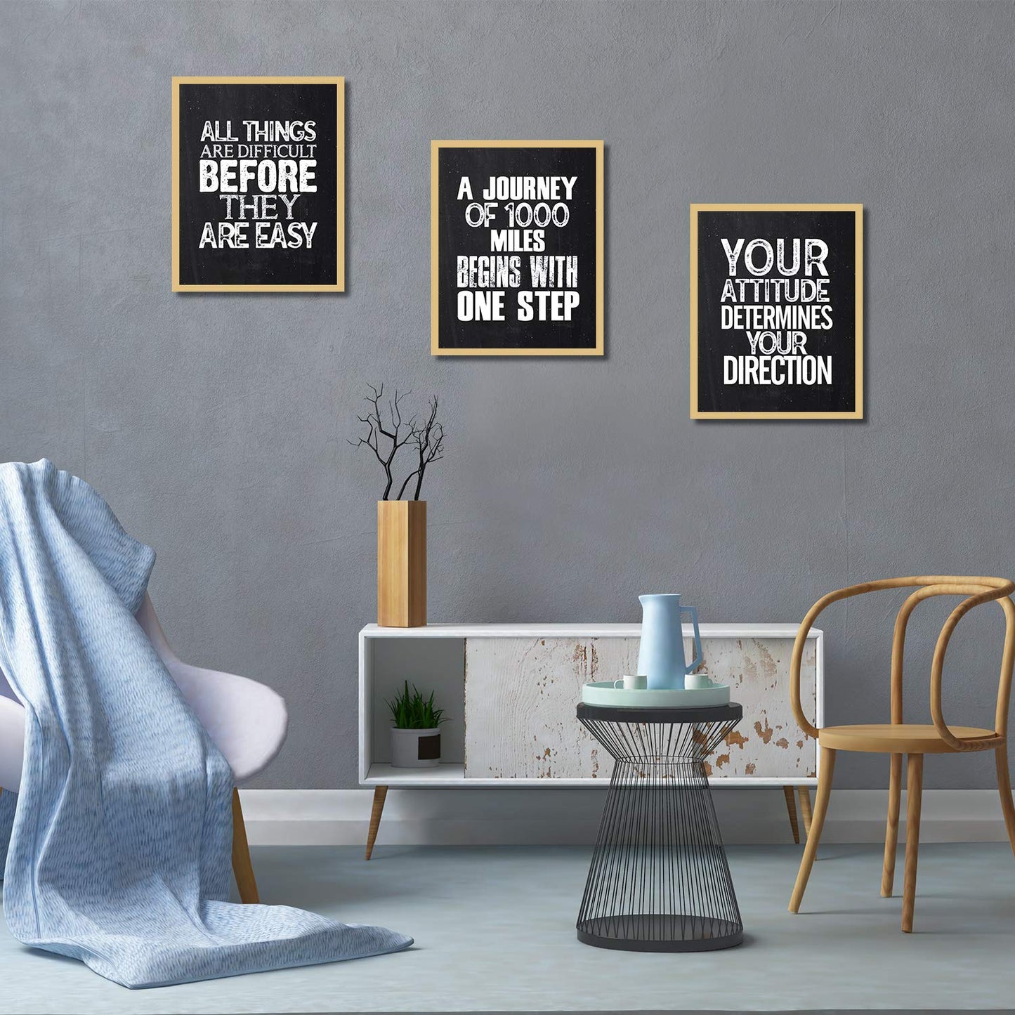 - 10 Pieces Inspirational Wall Poster Positive Quote Posters Wall Decor Affirmation Art Posters with 80 Glue Point Dots for Classroom Living Room Office Walls Decorations (Black White, 11 x 14 Inch)